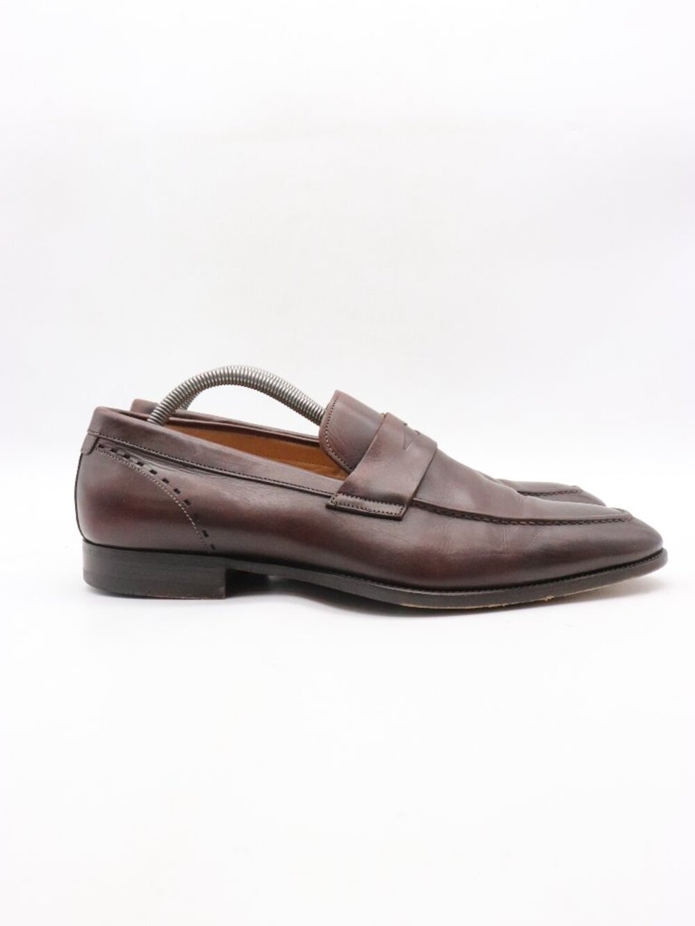 Santoni Penny Loafers Men's Size 10 D Brown Leather Casual Classic Shoes